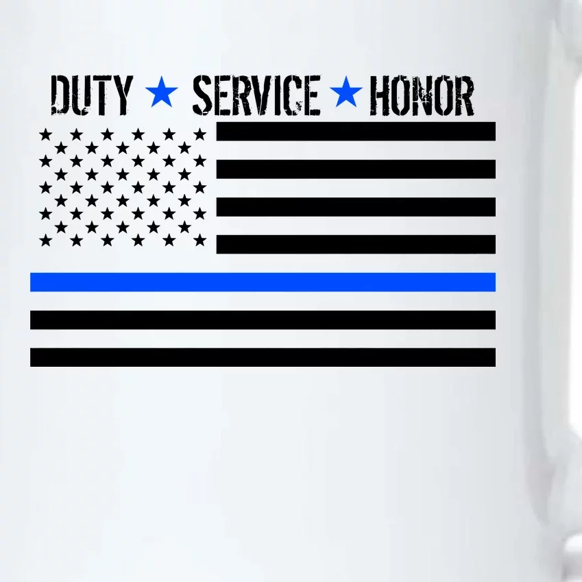 Blue Ribbon USA Flag Support Police Black Color Changing Mug