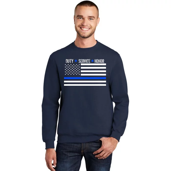 Blue Ribbon USA Flag Support Police Sweatshirt