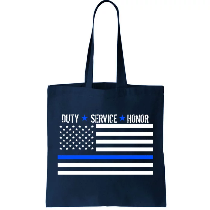 Blue Ribbon USA Flag Support Police Tote Bag