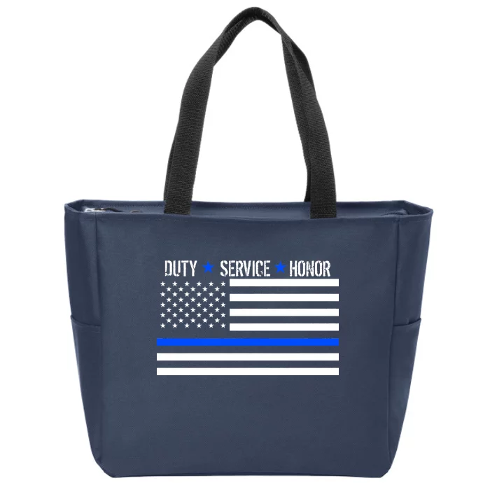 Blue Ribbon USA Flag Support Police Zip Tote Bag