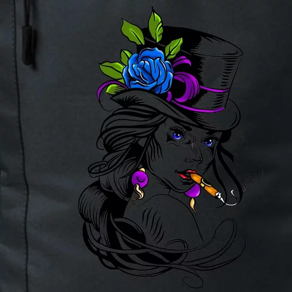 Blue Rose Smoking Lady Icon Daily Commute Backpack