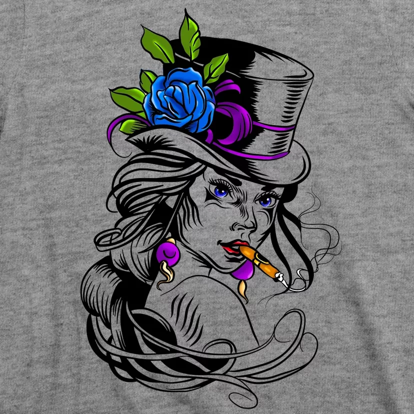 Blue Rose Smoking Lady Icon T-Shirt