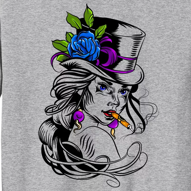 Blue Rose Smoking Lady Icon Tall Sweatshirt