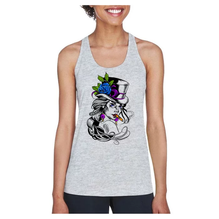 Blue Rose Smoking Lady Icon Women's Racerback Tank