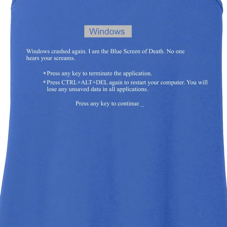 Blue Screen Of Death Windows Ladies Essential Tank