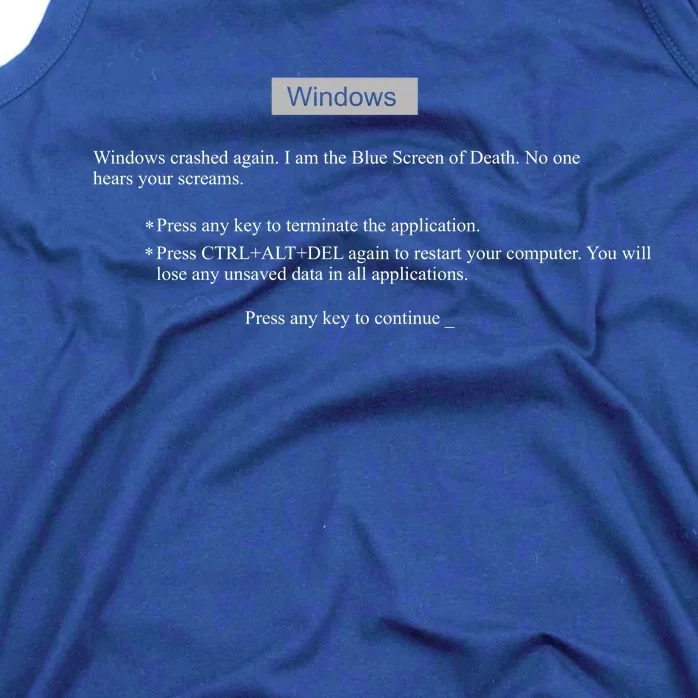 Blue Screen Of Death Windows Tank Top