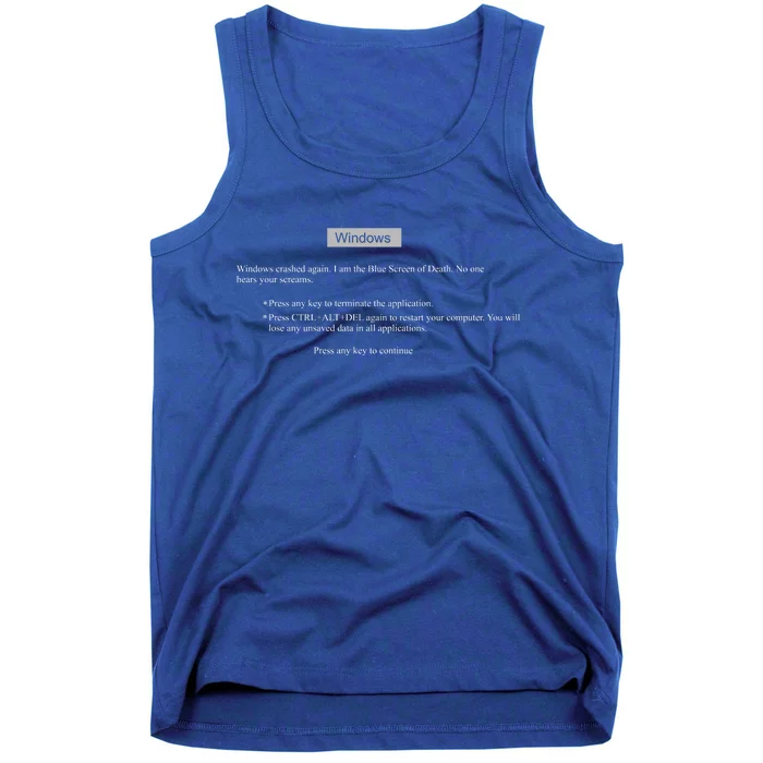 Blue Screen Of Death Windows Tank Top