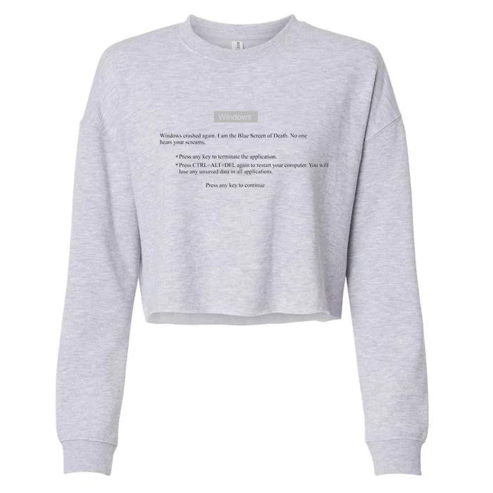 Blue Screen Of Death Windows Cropped Pullover Crew