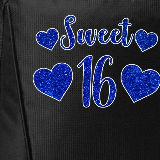 Blue Sparkle Sweet 16 Birthday City Backpack