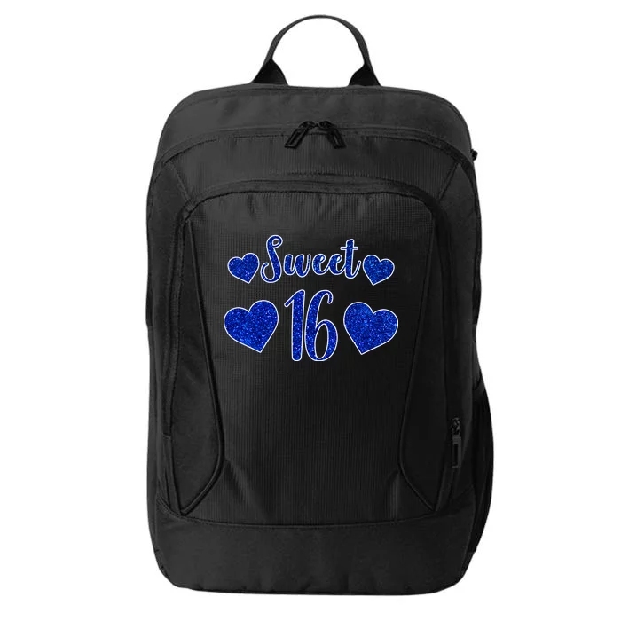 Blue Sparkle Sweet 16 Birthday City Backpack