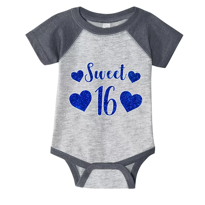 Blue Sparkle Sweet 16 Birthday Infant Baby Jersey Bodysuit