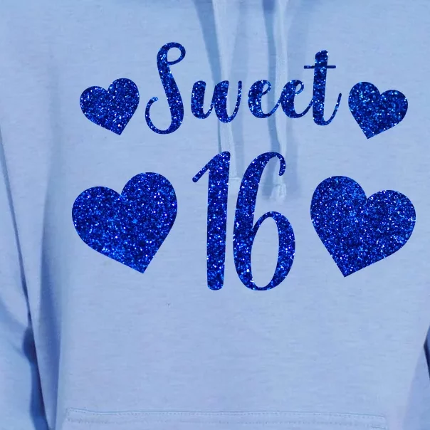 Blue Sparkle Sweet 16 Birthday Unisex Surf Hoodie