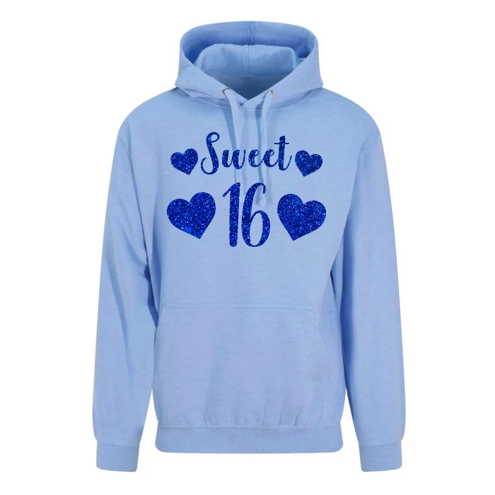 Blue Sparkle Sweet 16 Birthday Unisex Surf Hoodie