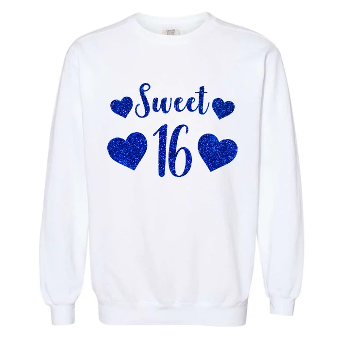 Blue Sparkle Sweet 16 Birthday Garment-Dyed Sweatshirt