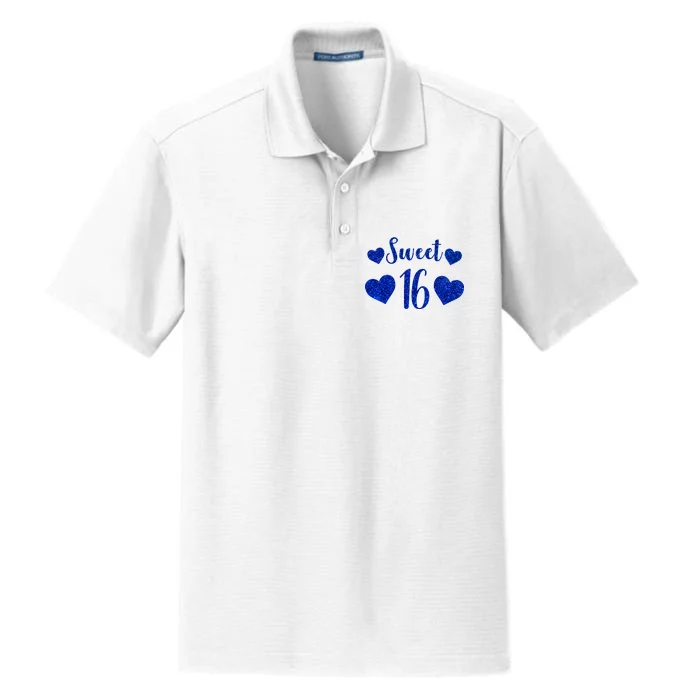 Blue Sparkle Sweet 16 Birthday Dry Zone Grid Performance Polo