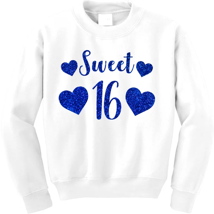 Blue Sparkle Sweet 16 Birthday Kids Sweatshirt