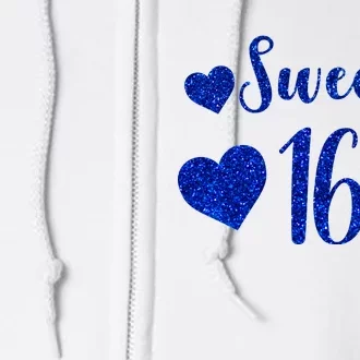 Blue Sparkle Sweet 16 Birthday Full Zip Hoodie