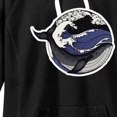 Blue Whale Great Wave Women's Fleece Hoodie