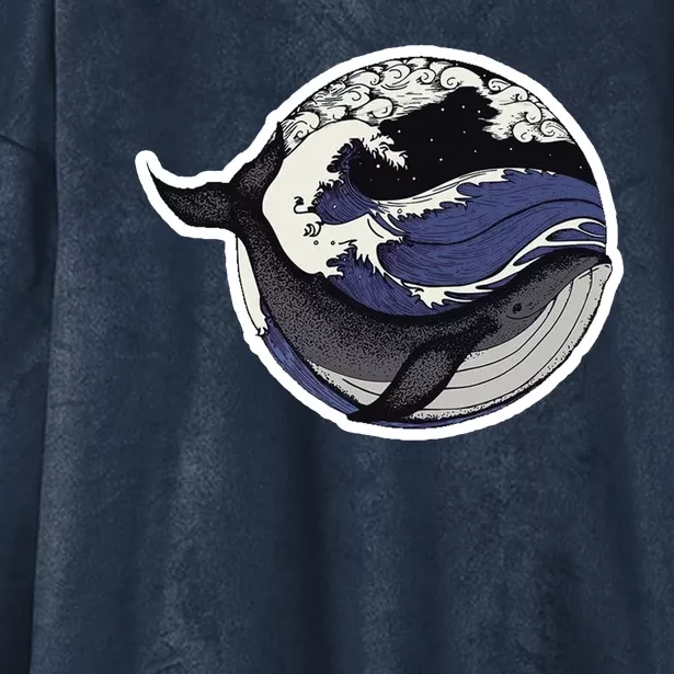 Blue Whale Great Wave Hooded Wearable Blanket