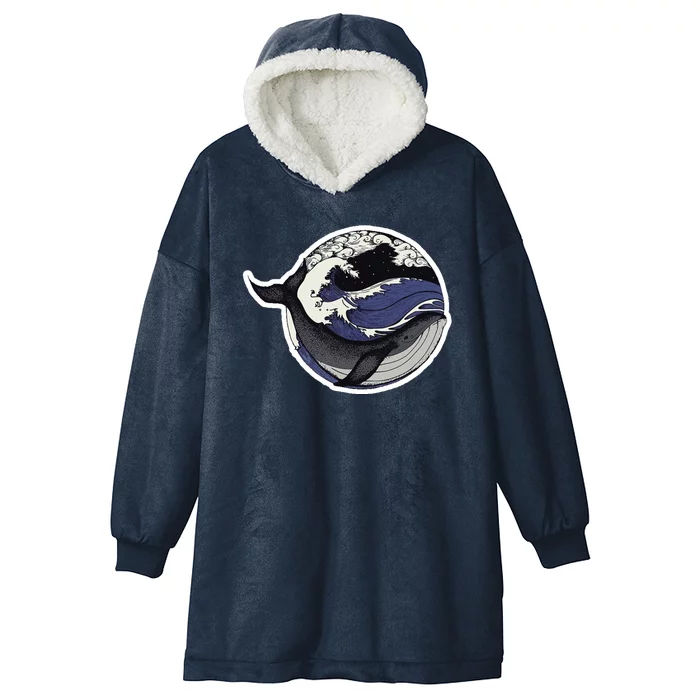 Blue Whale Great Wave Hooded Wearable Blanket