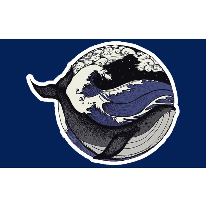 Blue Whale Great Wave Bumper Sticker