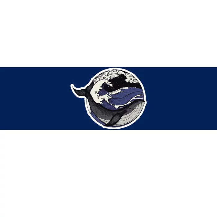 Blue Whale Great Wave Bumper Sticker