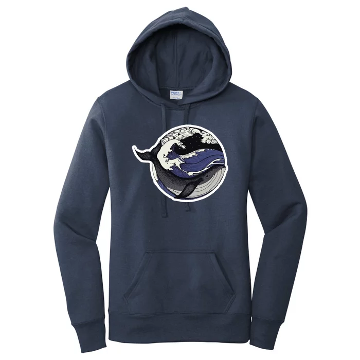 Blue Whale Great Wave Women's Pullover Hoodie