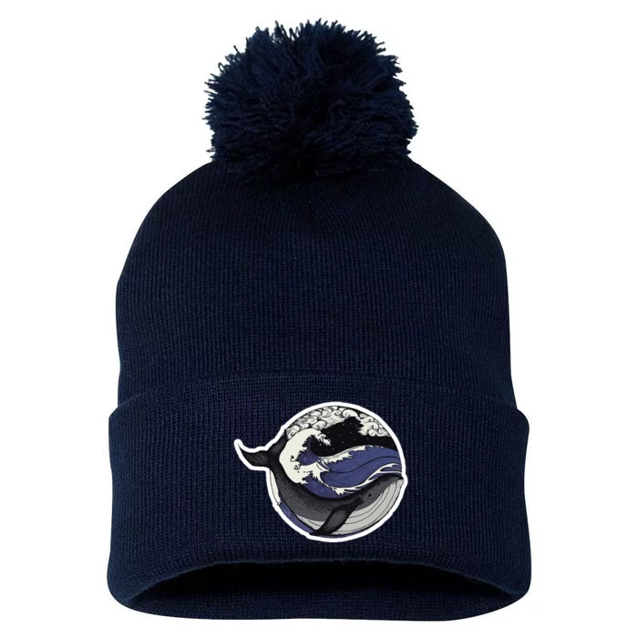 Blue Whale Great Wave Pom Pom 12in Knit Beanie