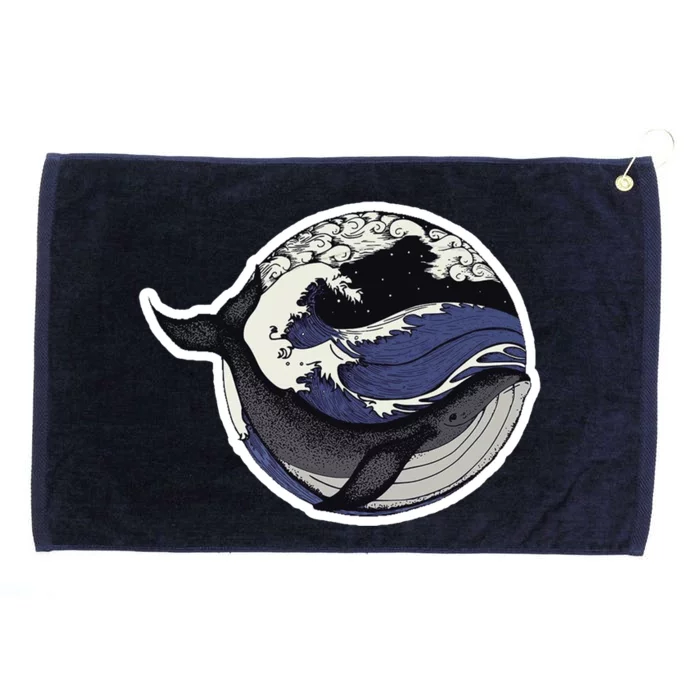 Blue Whale Great Wave Grommeted Golf Towel