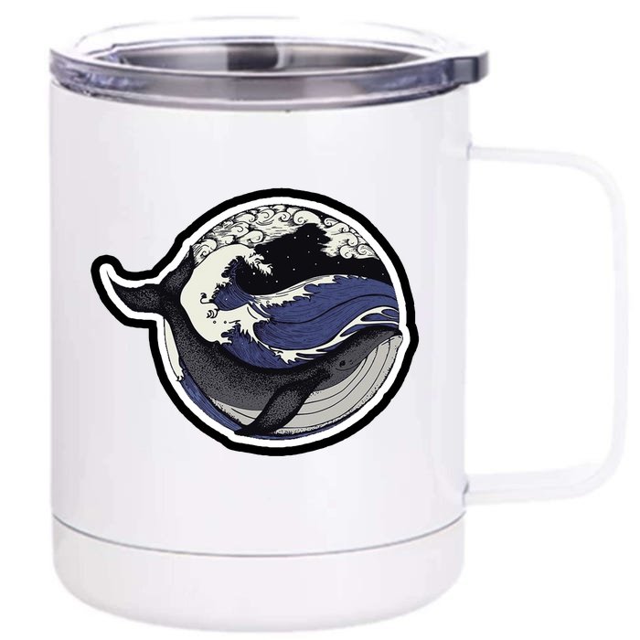 Blue Whale Great Wave Front & Back 12oz Stainless Steel Tumbler Cup