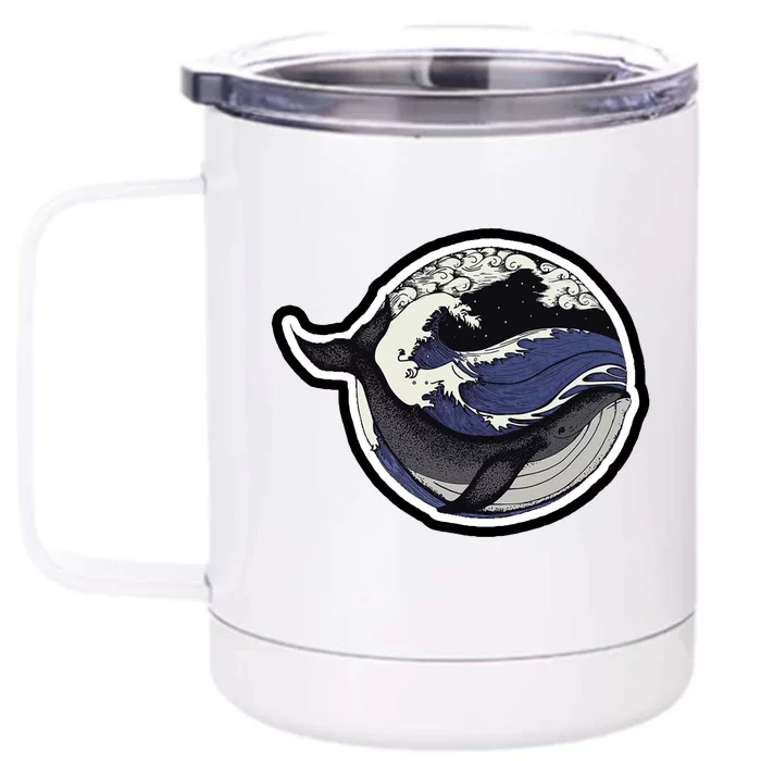 Blue Whale Great Wave Front & Back 12oz Stainless Steel Tumbler Cup