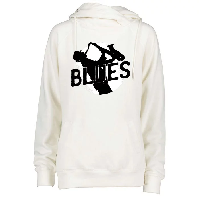 Blues Music Saxophone Womens Funnel Neck Pullover Hood