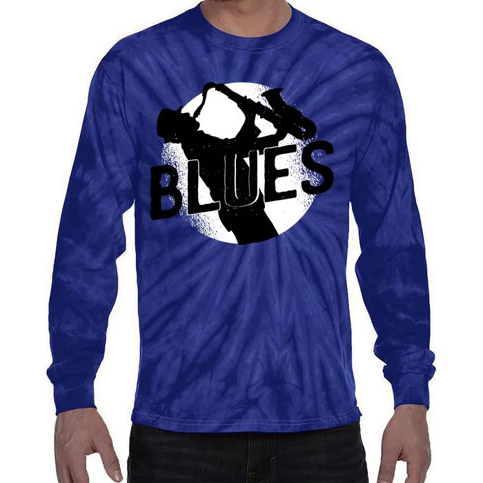 Blues Music Saxophone Tie-Dye Long Sleeve Shirt