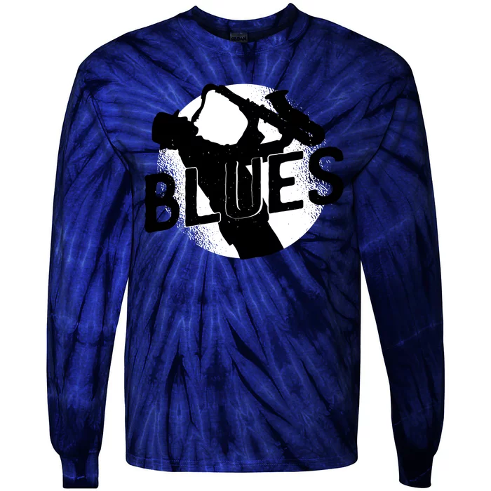 Blues Music Saxophone Tie-Dye Long Sleeve Shirt