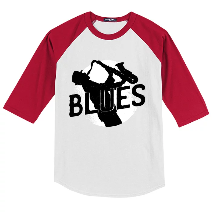 Blues Music Saxophone Kids Colorblock Raglan Jersey