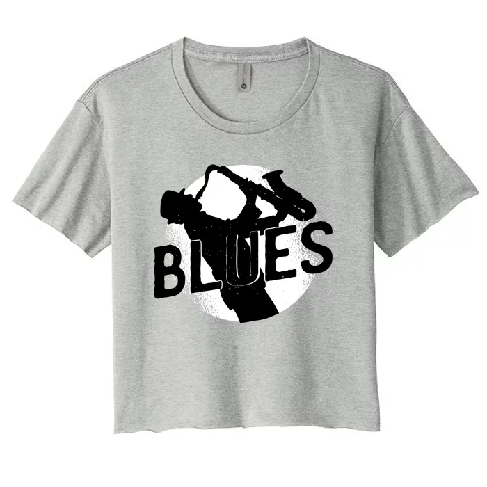 Blues Music Saxophone Women's Crop Top Tee