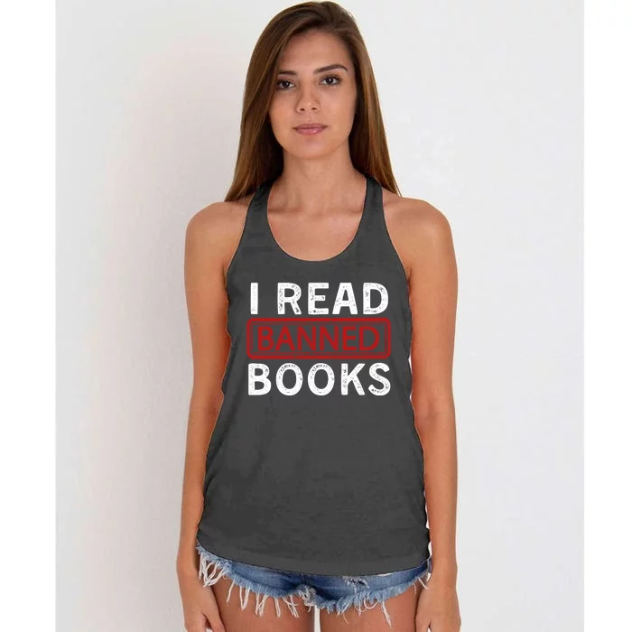 Book Lover Vintage I Read Banned Books Women's Knotted Racerback Tank