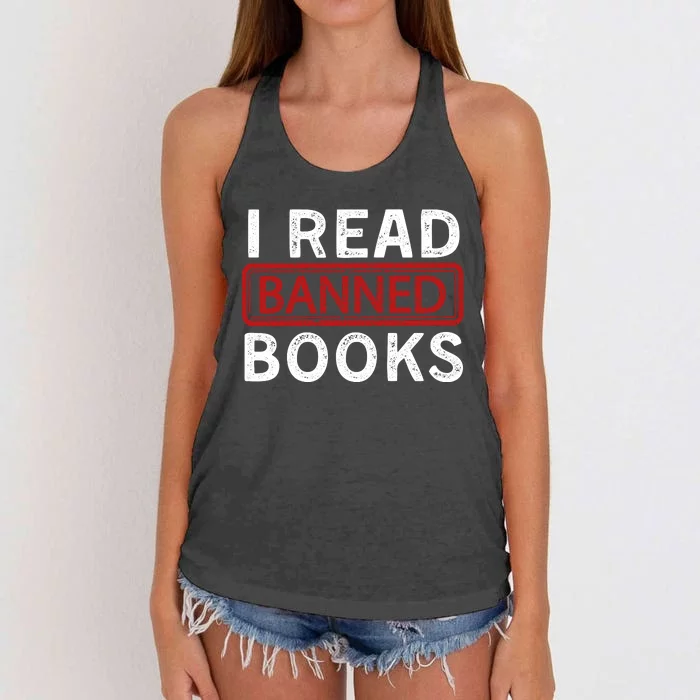 Book Lover Vintage I Read Banned Books Women's Knotted Racerback Tank