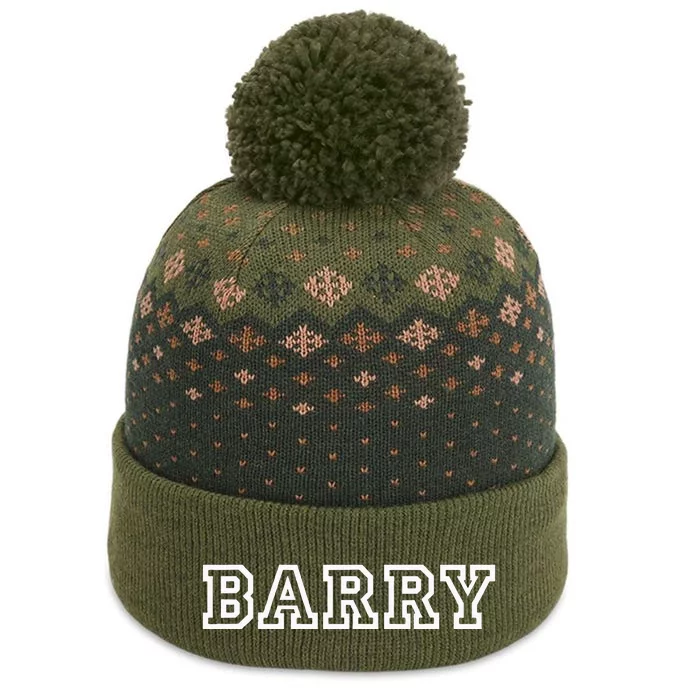 Barry Logo Vintage University Sports Style The Baniff Cuffed Pom Beanie