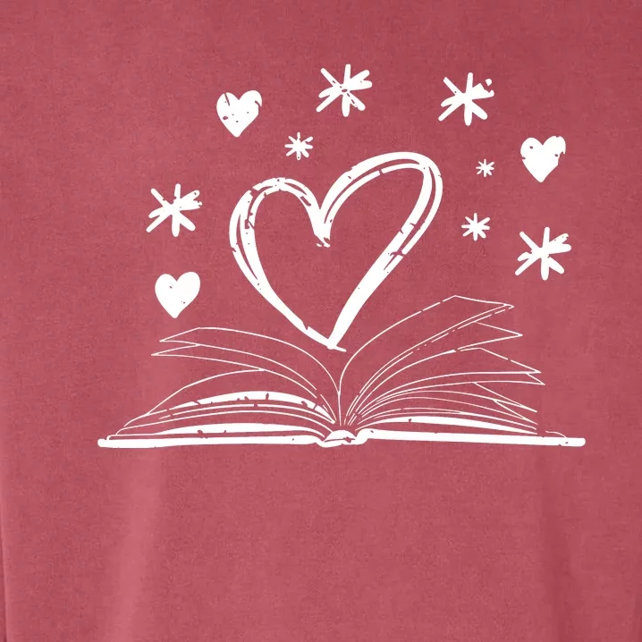 Bookworm Librarian Valentines Day Gift Book Reading Garment-Dyed Sweatshirt