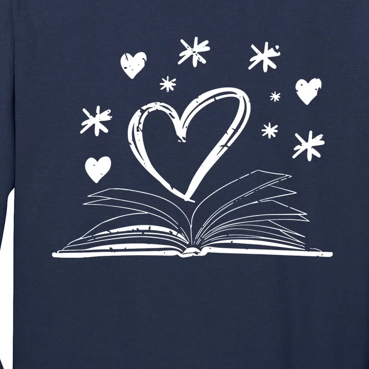 Bookworm Librarian Valentines Day Gift Book Reading Tall Long Sleeve T-Shirt