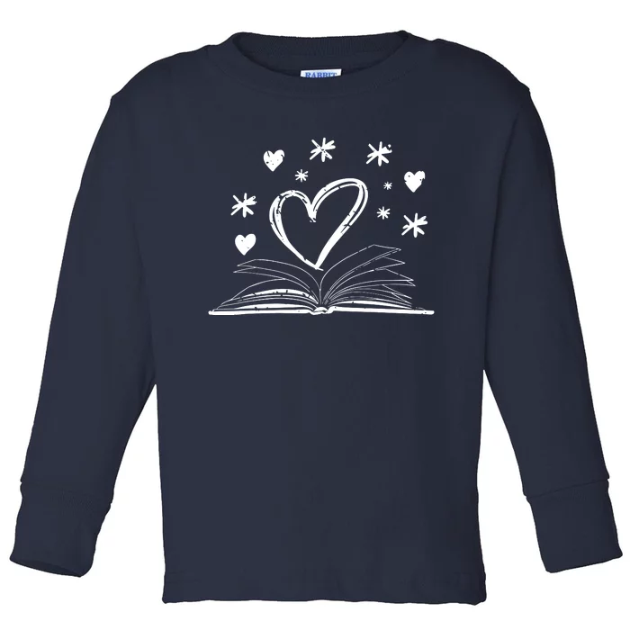 Bookworm Librarian Valentines Day Gift Book Reading Toddler Long Sleeve Shirt