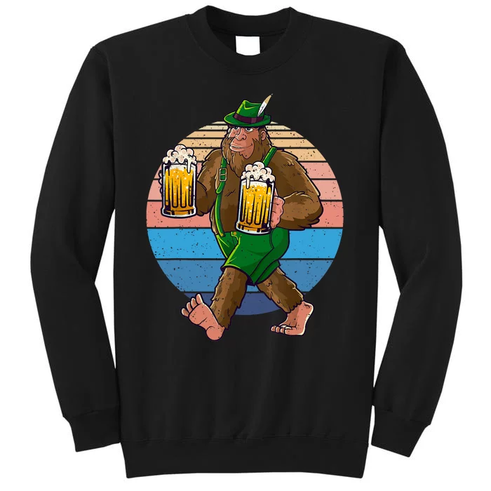 Bigfoot Lederhosen Vintage Oktoberfest Prost Beer Tall Sweatshirt