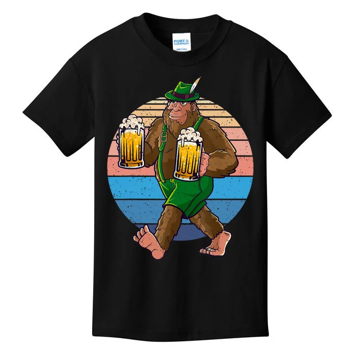 Bigfoot Lederhosen Vintage Oktoberfest Prost Beer Kids T-Shirt