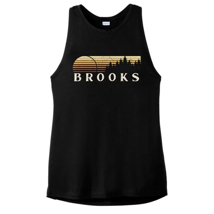 Brooks La Vintage Evergreen Sunset Eighties Retro Ladies Tri-Blend Wicking Tank