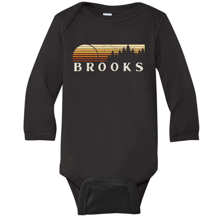 Brooks La Vintage Evergreen Sunset Eighties Retro Baby Long Sleeve Bodysuit