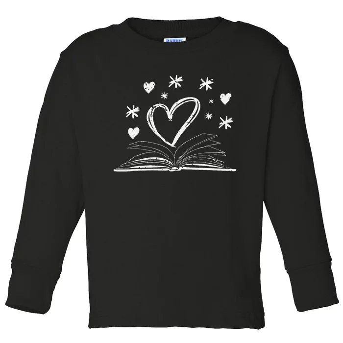 Bookworm Librarian Valentines Day Gift Book Reading Toddler Long Sleeve Shirt