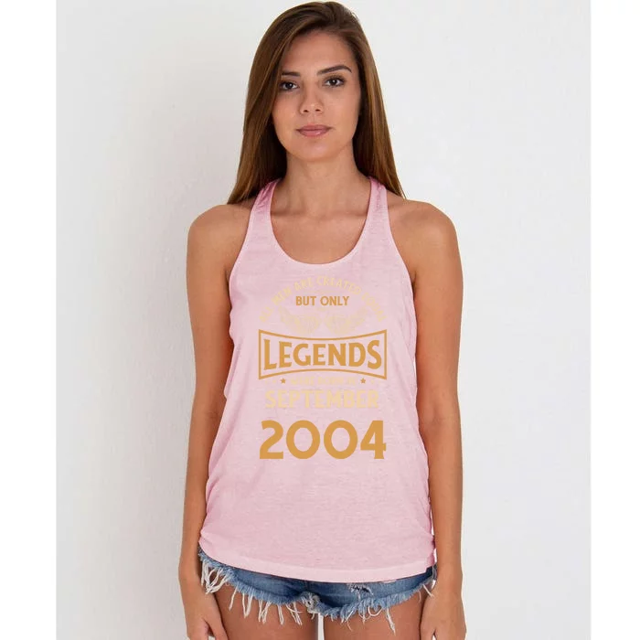 Birthday Legends Were Born In September 2004 Gift Women's Knotted Racerback Tank