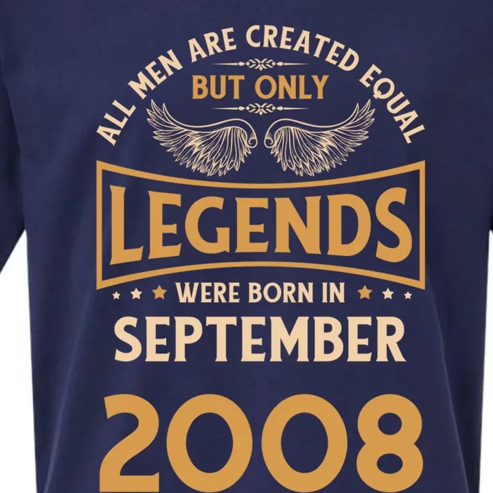 Birthday Legends Were Born In September 2008 Gift Sueded Cloud Jersey T-Shirt