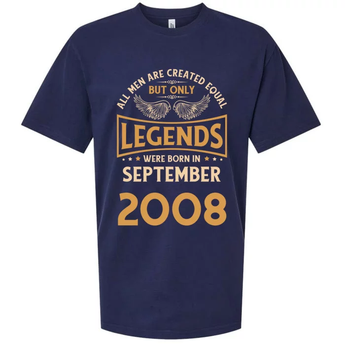 Birthday Legends Were Born In September 2008 Gift Sueded Cloud Jersey T-Shirt